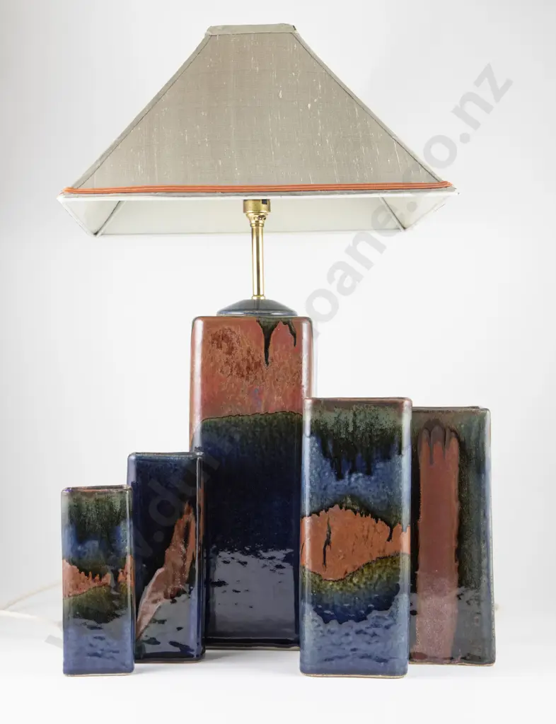 Paul Wotherspoon Table Lamp with Four Matching Vases Image 1++