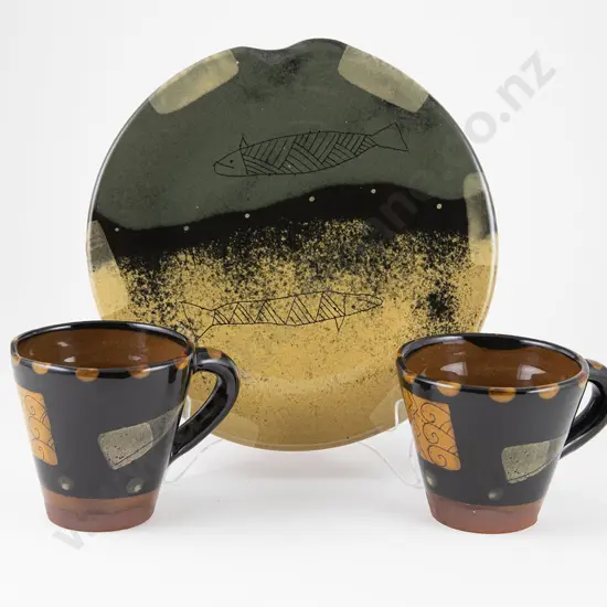 Steve Fullmer Pair Mugs & Plate (3)