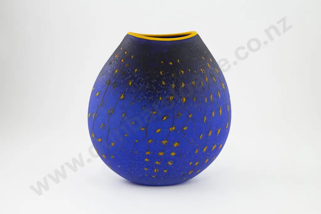 Garry Nash Frosted Blue Glass Vase Image 1++