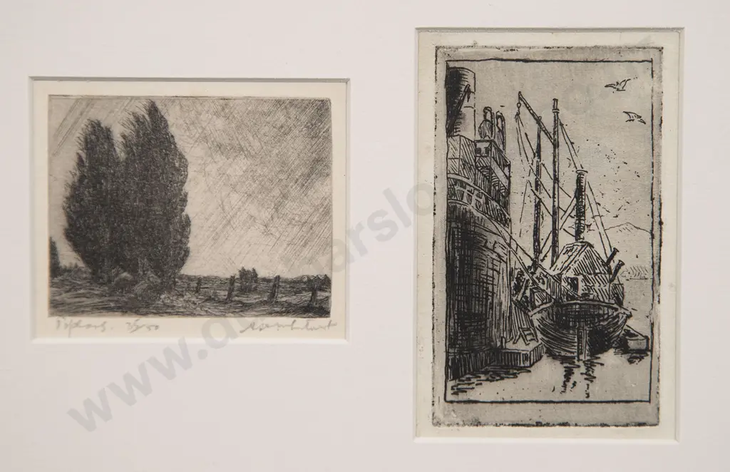 Alexander H McLintock - Poplars & Rain together with other etching Image 1++