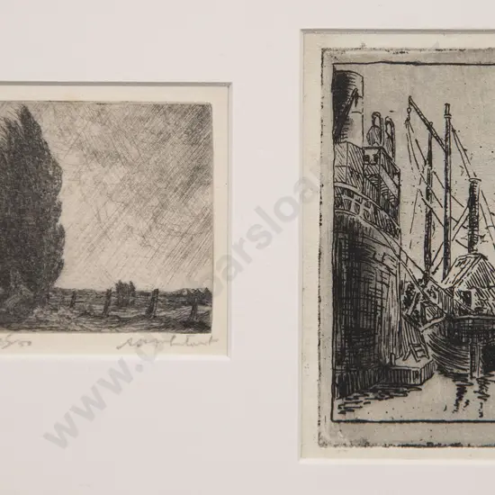 Alexander H McLintock - Poplars & Rain together with other etching