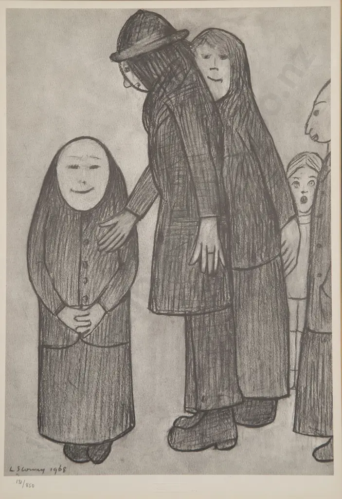 After L S Lowry (British 1887 - 1976) - Family Discussion Image 1++
