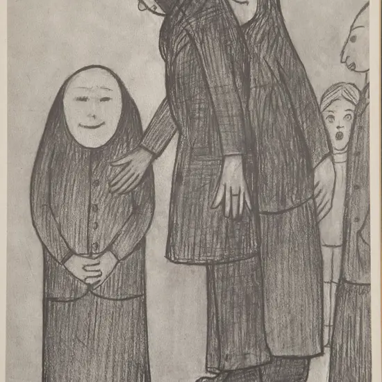 After L S Lowry (British 1887 - 1976) - Family Discussion