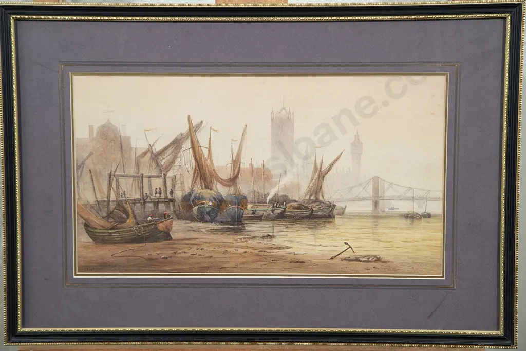 Clarkson Frederick Stanfield - Boats on the Thames Before Parliament Image 1++