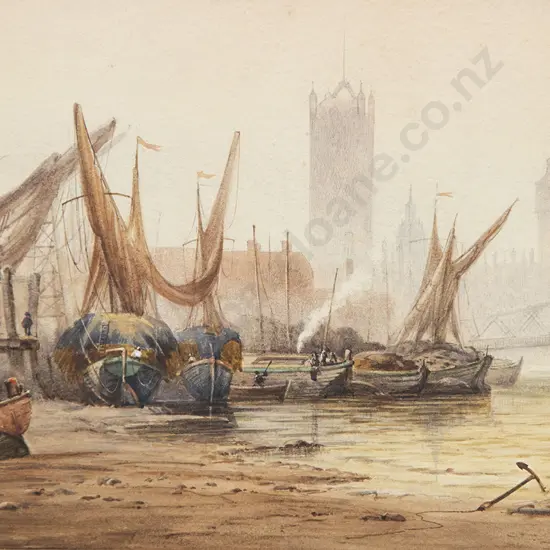 Clarkson Frederick Stanfield - Boats on the Thames Before Parliament