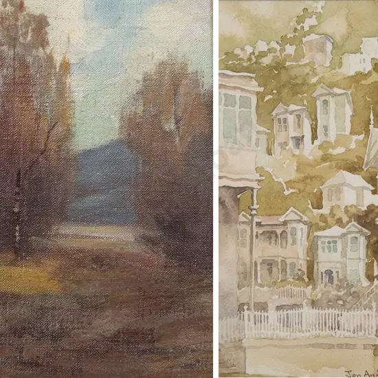 E W Christmas oil & Jon Anders watercolour (2)