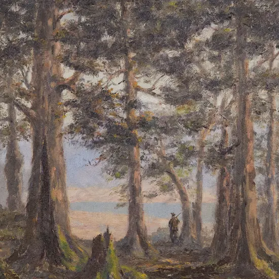 W F Barraud - Hunter in Woodland