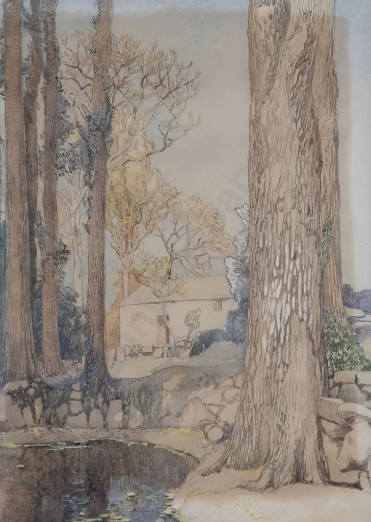 Eleanor M. Hughes (née Weymouth) - Untitled (Cottage Landscape) Image 1++
