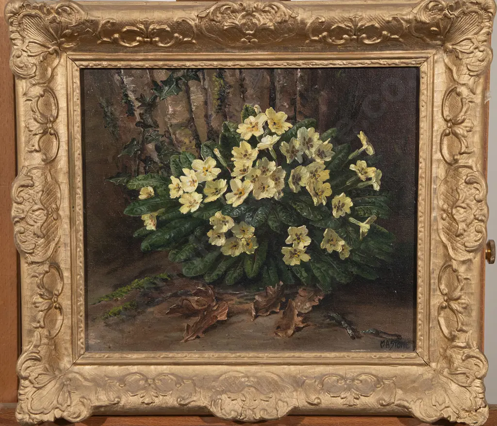 M A Stone - Floral Still Life with Primroses Image 1++