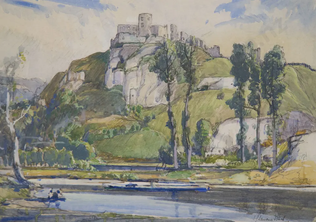 S J Lamorna Birch - Landscape with Castle Image 1++