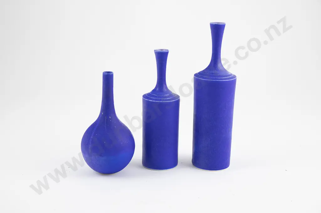 Three John Parker Cobalt Blue Vases Image 1++