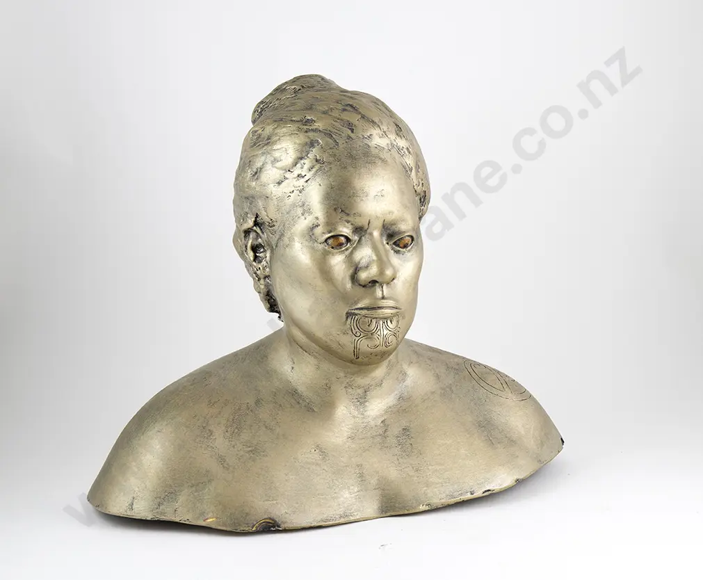 Gilded Plaster Bust of a Maori Wahine Image 1++
