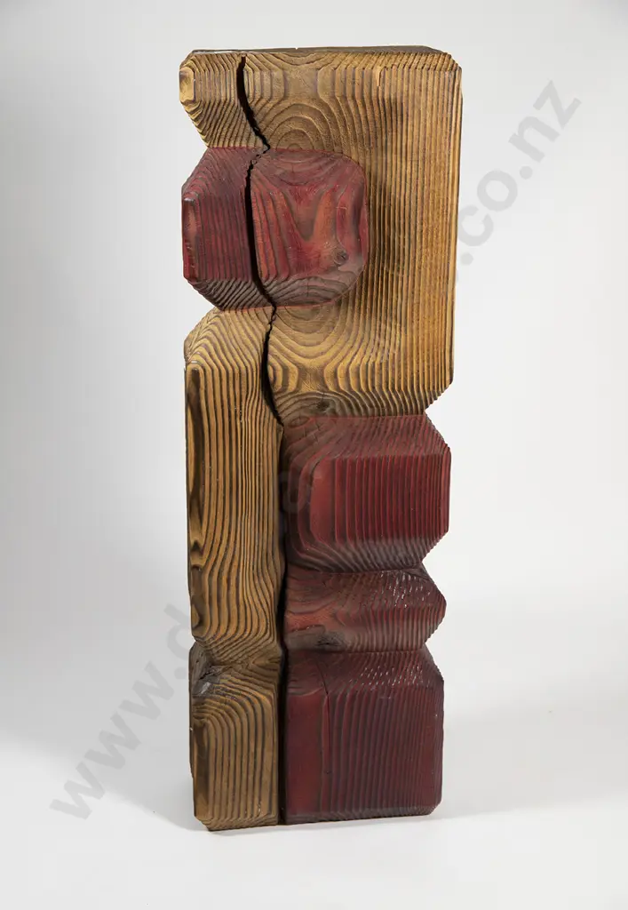 Pine Floor Standing Form with red painted sections Image 1++