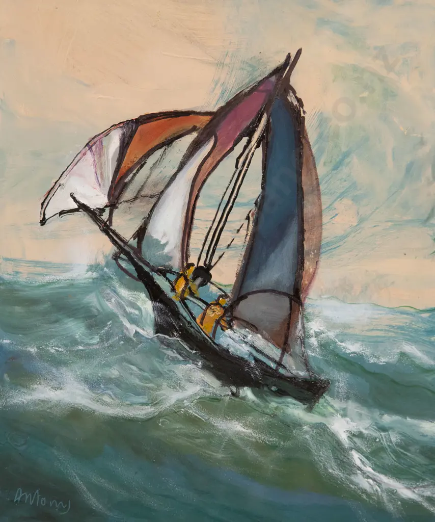Antony Warnes - A Ketch in Rough Seas Image 1++