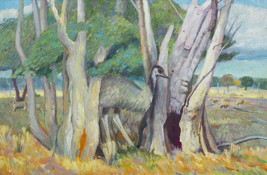 Edmund A Harvey - Emu and Gum Trees Image 1++
