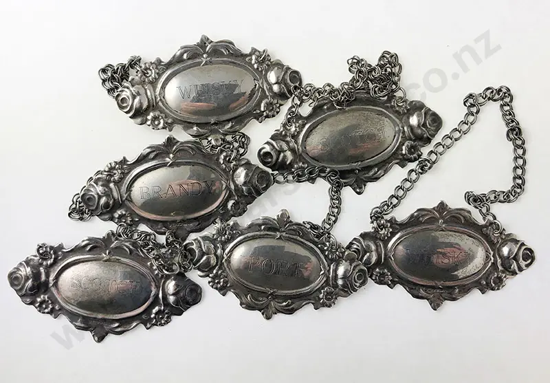 Set of Six S/S Decanter Labels Image 1++