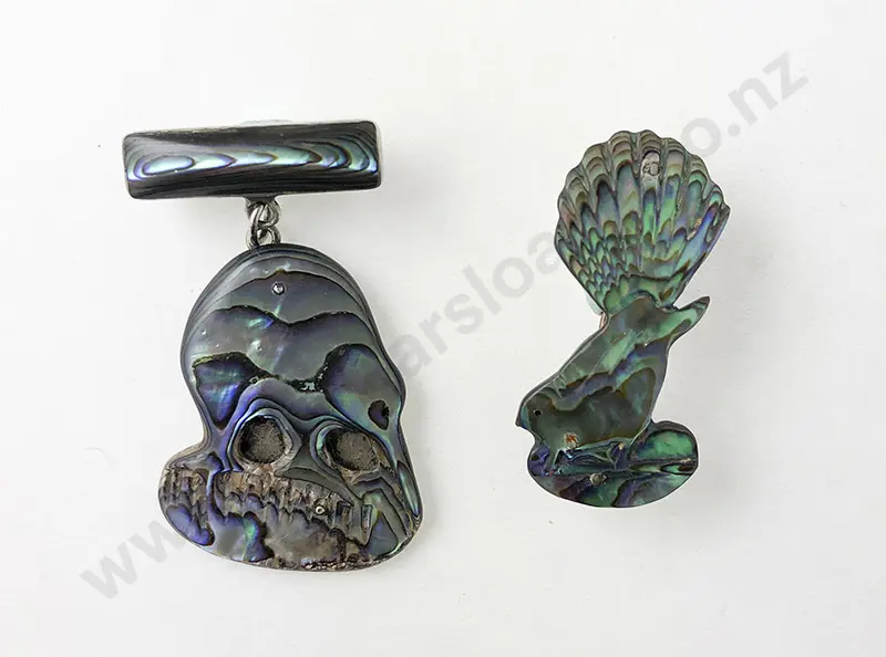 NZ S/S and Paua Kiwi and Fantail Brooches Image 1++