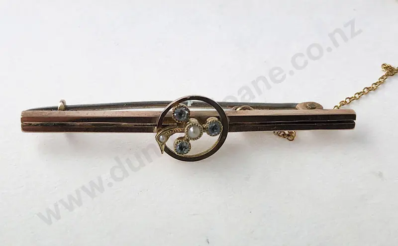 Art Deco 9ct Double Bar Brooch Image 1++