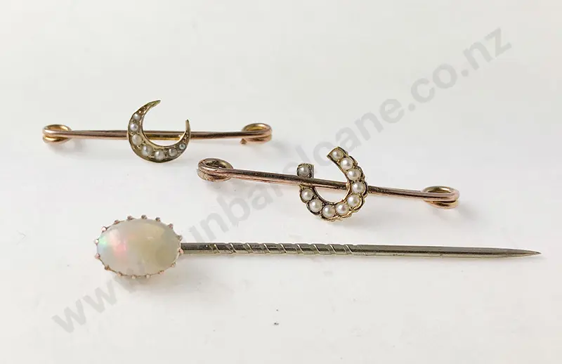 Victorian Gold Two Pin Brooches and Stick Pin Image 1++