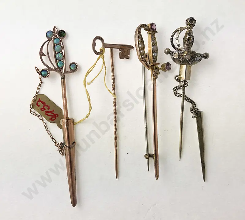 Three Various Sword Brooches and 21 Stickpin Image 1++