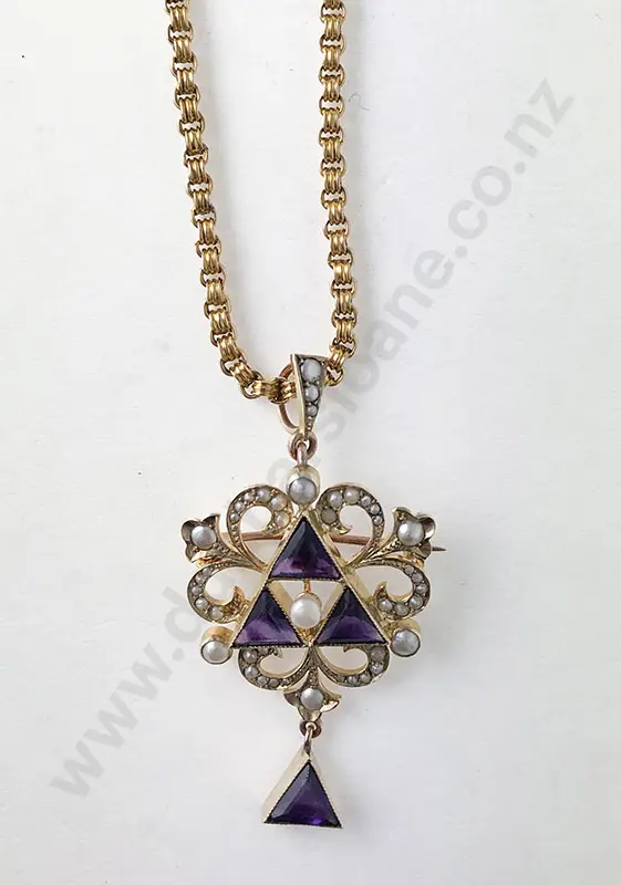 Edwardian 9ct Scroll Pendant Image 1++