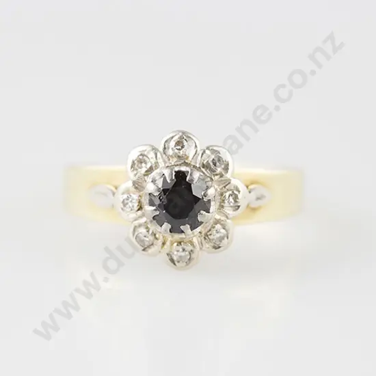 18ct Nine stone Sapphire & Diamond Cluster Ring