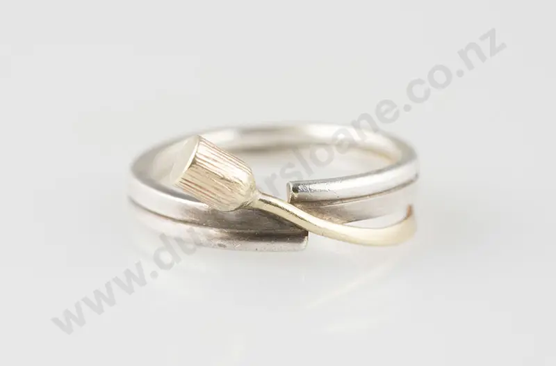 9ct White and Yellow Modern Design Band Ring Image 1++