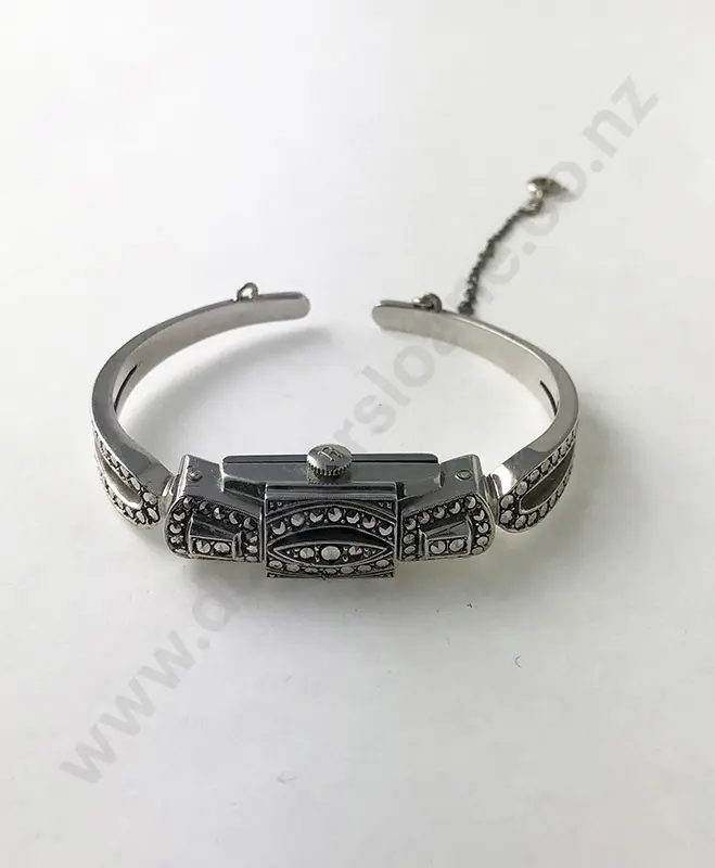 Vintage Stainless Steel & Marcasite Ladies Bracelet Wrist Watch Image 1++