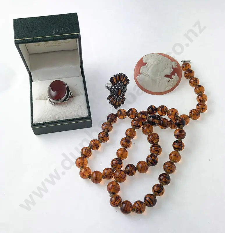 S/S Carnelian Ring with costume ring Image 1++