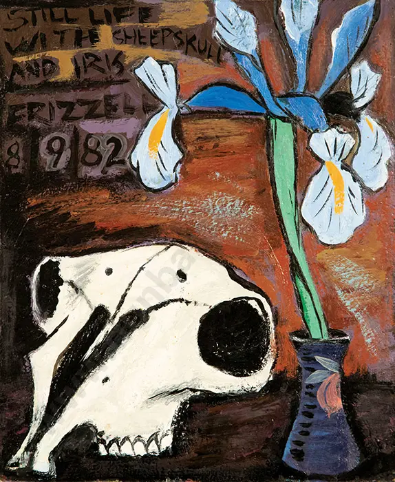 Dick Frizzell - Still Life with Sheepskull & Iris Image 1++