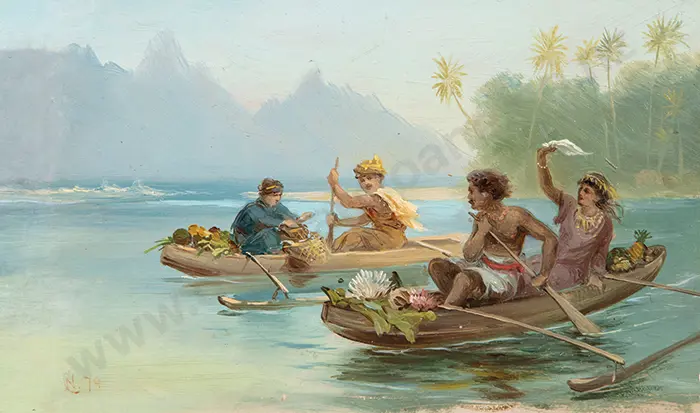 Nicholas Chevalier - Study for Race to the Market, Tahiti Image 1++
