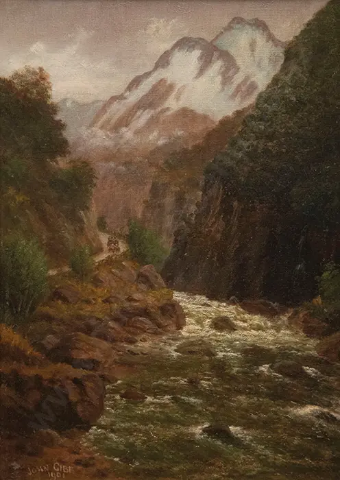 John Gibb - Coach Winding Through Otira Gorge Image 1++