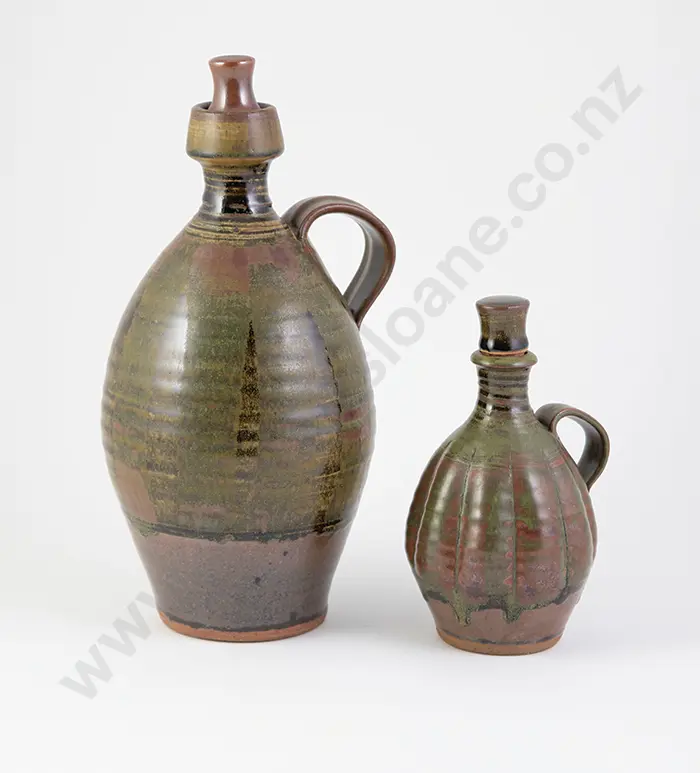 Two Peter Stichbury Stoppered Flasks Image 1++