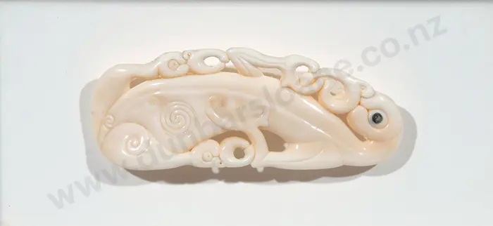 Owen Mapp 'He Manaia' marine ivory carving inlaid with horn Image 1++