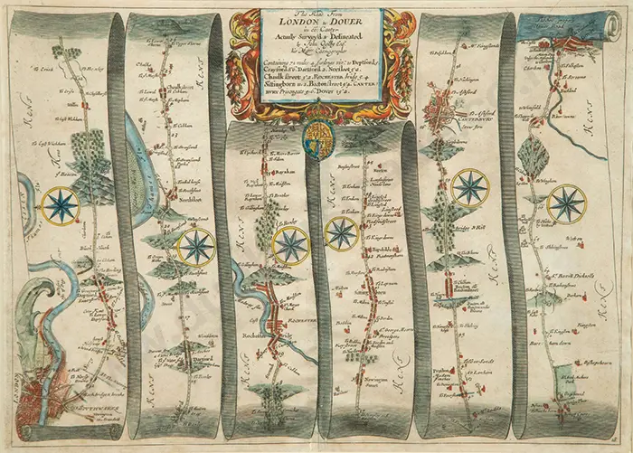 Rare John Ogilby Strip Map Image 1++