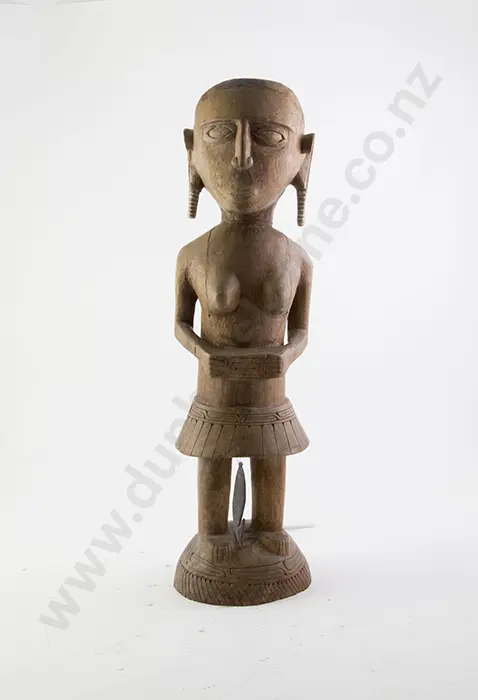 Fijian Hardwood Carved Standing Female Figure Image 1++