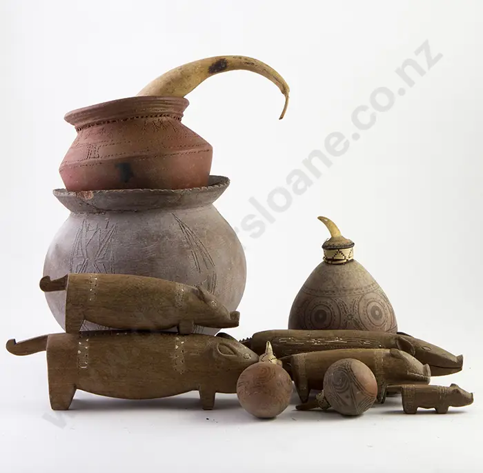 Two Clay Pots with Three Gourds Image 1++