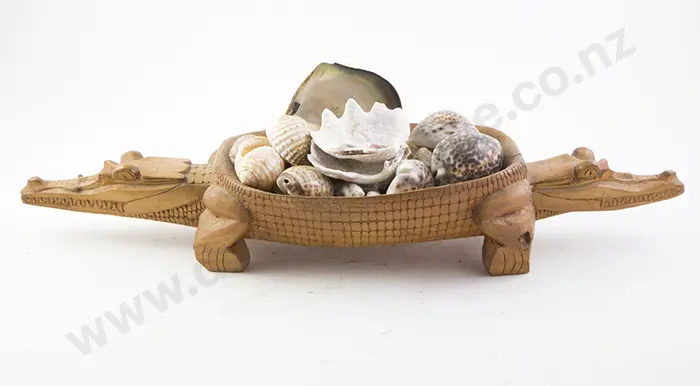 Three Carved Wooden Crocodile Models Image 1++