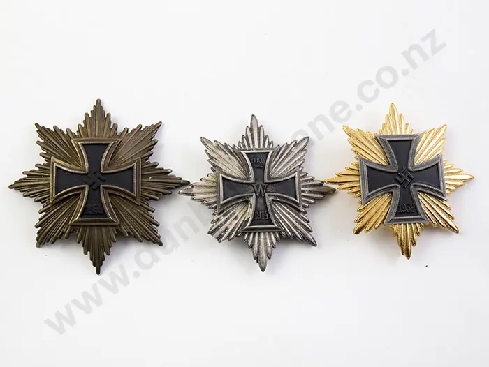 Three German Replica WWII Iron Cross Breast Stars Image 1++