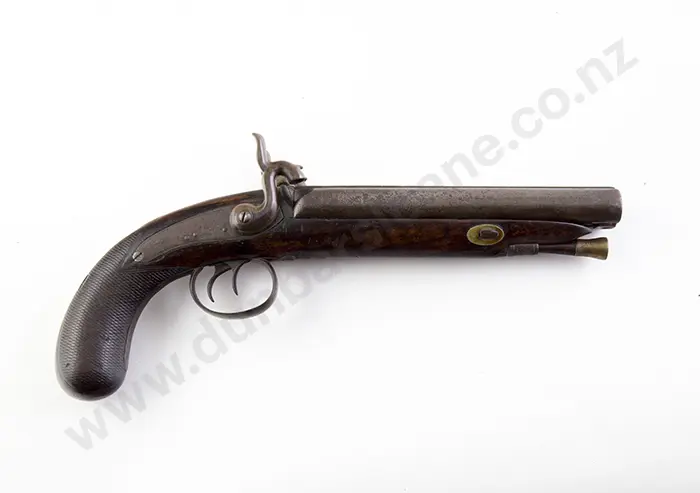 C19th Double Barreled Percussion Pistol Image 1++