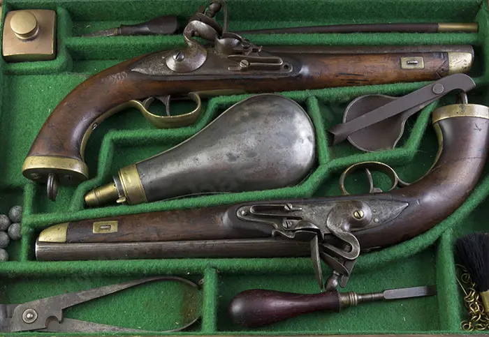 Pair Antique Belgian Flintlock Pistols Image 1++