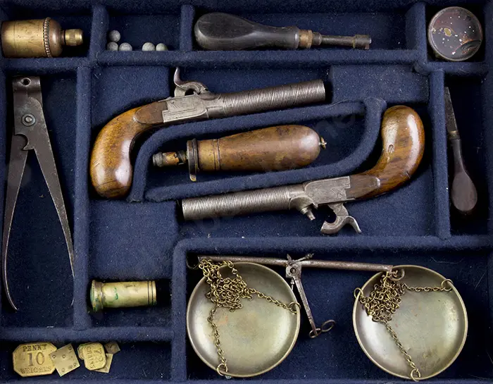 Pair Antique Belgian Pocket Pistols Image 1++
