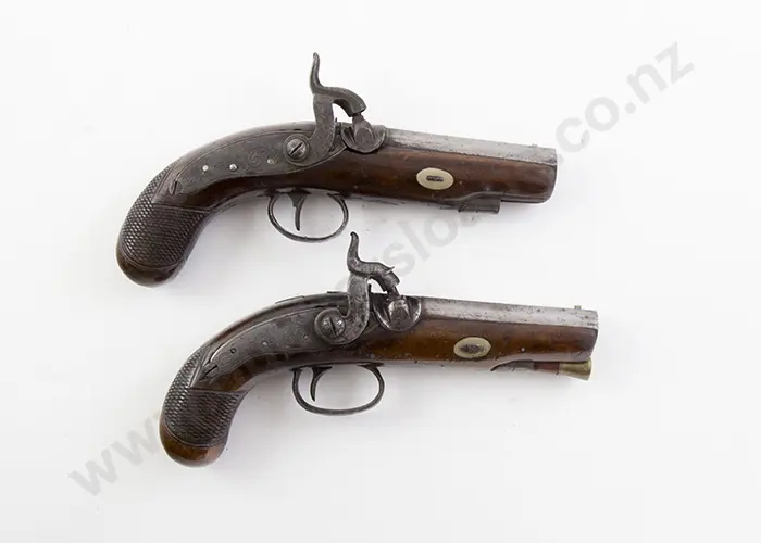 Pair C19th Percussion Pocket Pistols Image 1++