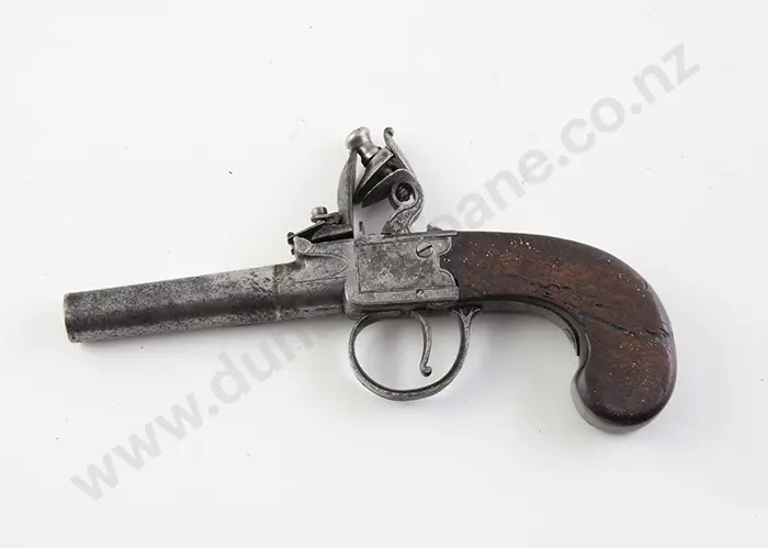 18th Century Cannon Barrel Flintlock Pistol by Dawes Image 1++