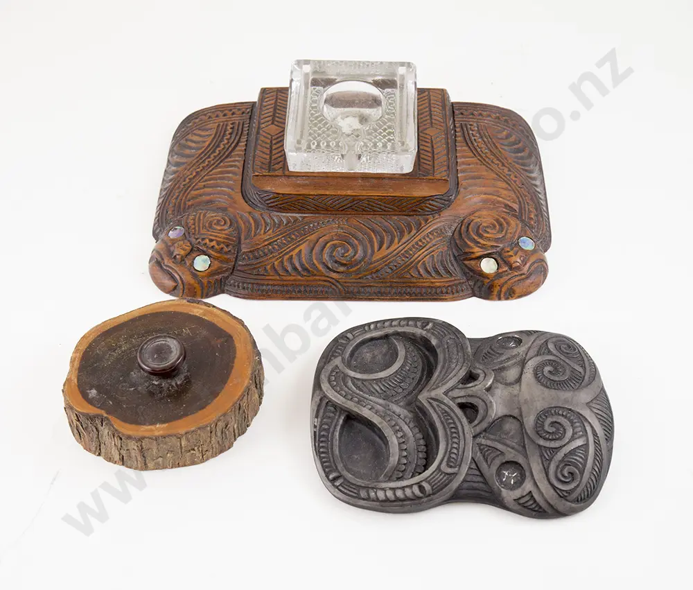 Mid C20th Souvenir Ware Inkstand, Plaque and Paper Weight Image 1++