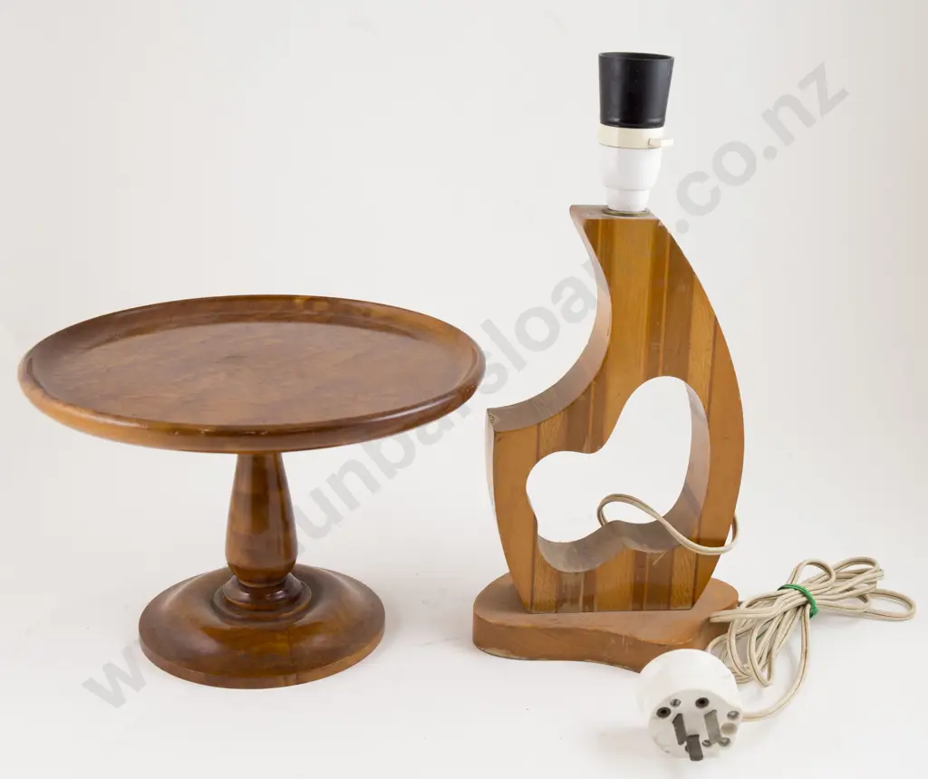 NZ Sovereign Ware Native Timber Table Lamp, Cake Stand and various Image 1++
