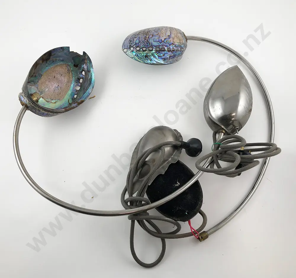 Pair Chrome and Paua Shell Table Lamps Image 1++