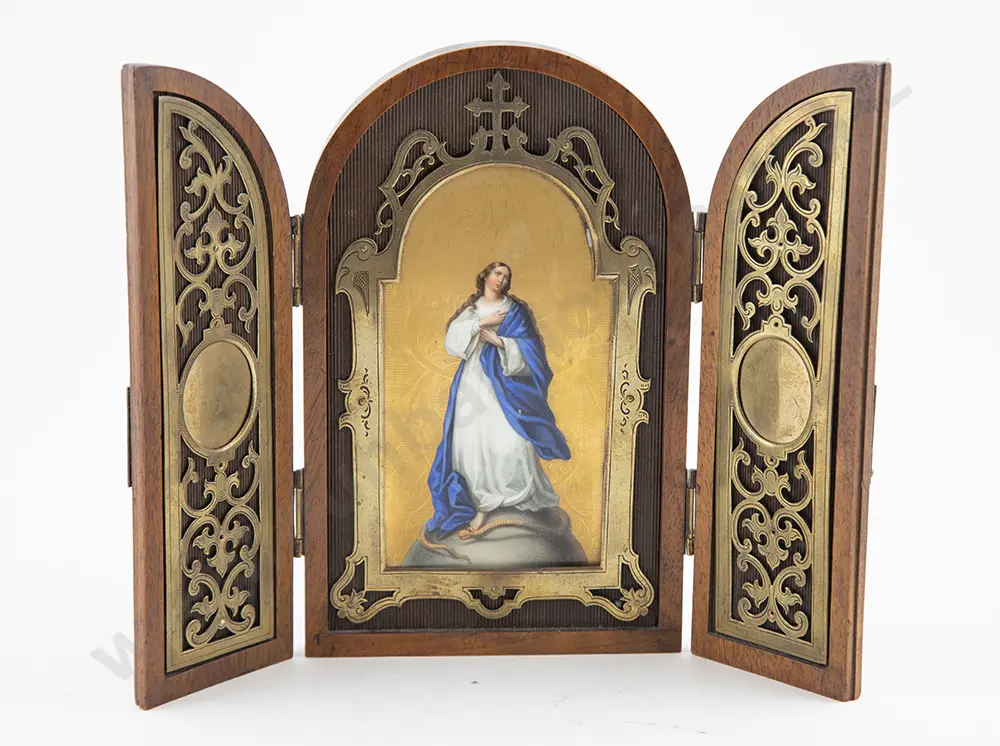Late C19th Walnut Travel Folding Icon Image 1++