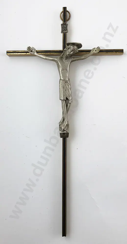Mid C20th Modern Design Metal Crucifix Image 1++