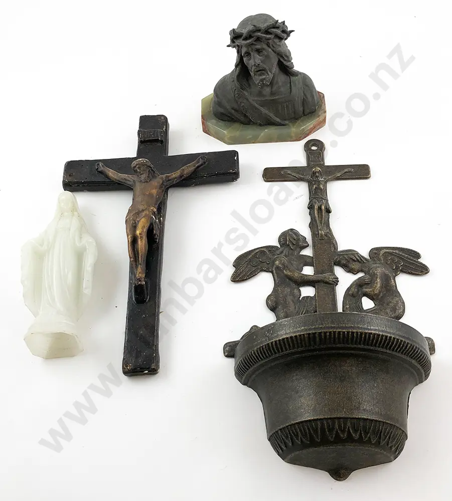 Cast Metal Holy Water Font, crucifix, bust and statue Image 1++